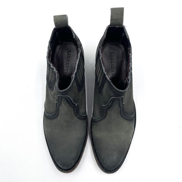 Liberty Black Moneta Booties Black Leather Western Ankle Boot Block Heel Sz 7 - Picture 3 of 9